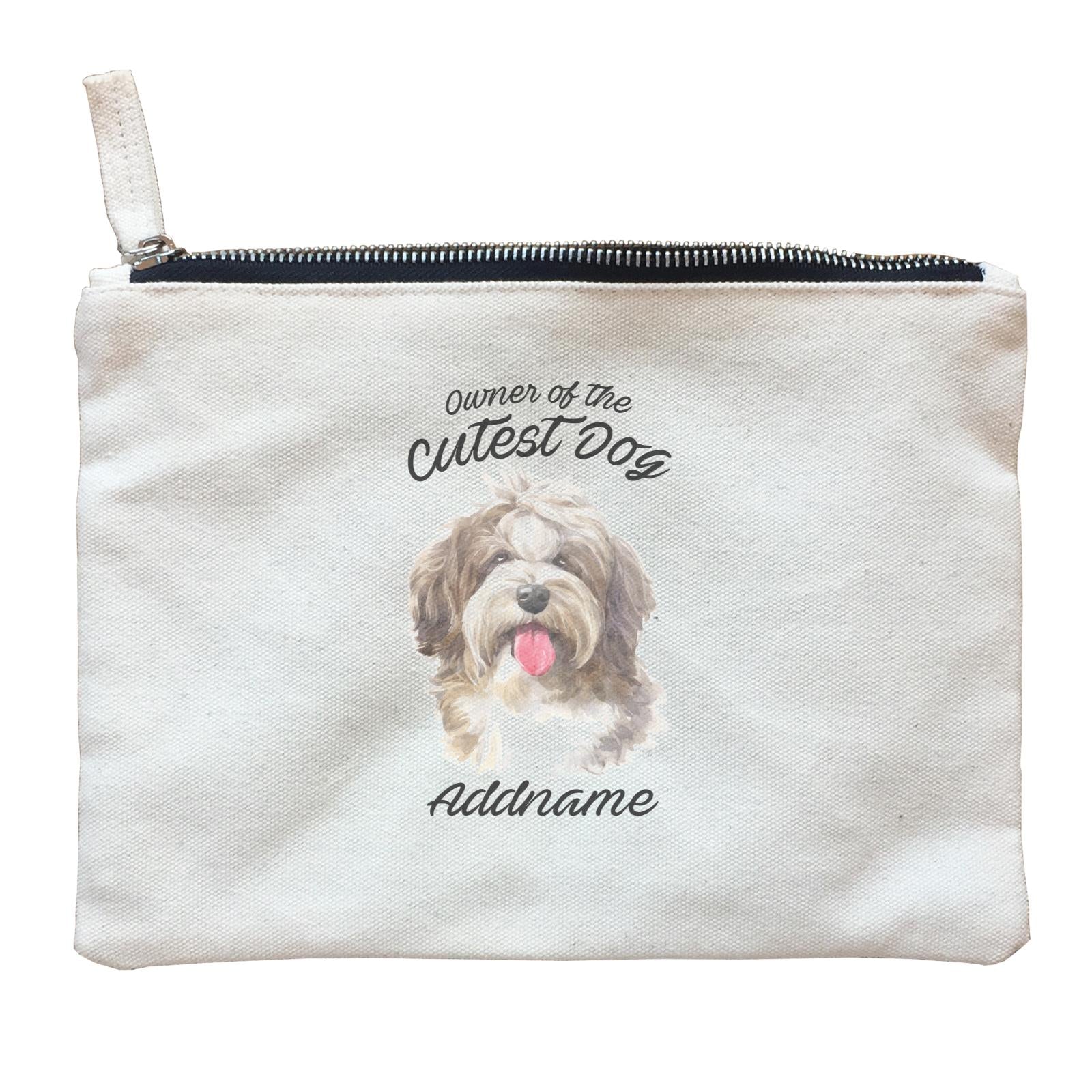 Watercolor Dog Owner Of The Cutest Dog Shaggy Havanese Addname Zipper Pouch