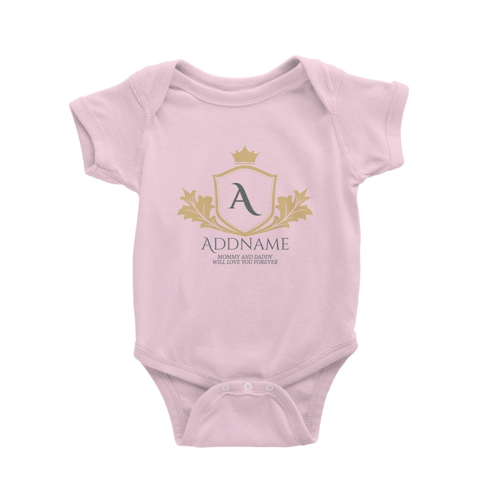 Royal Emblem Logo with Crown Personalizable with Initial Name and Text Baby Romper