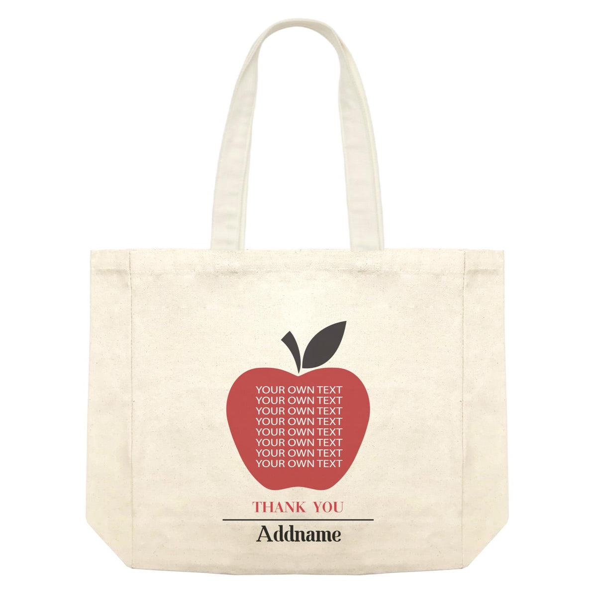Teacher Addname Big Red Apple Thank You Addname &amp; Add Text Shopping Bag