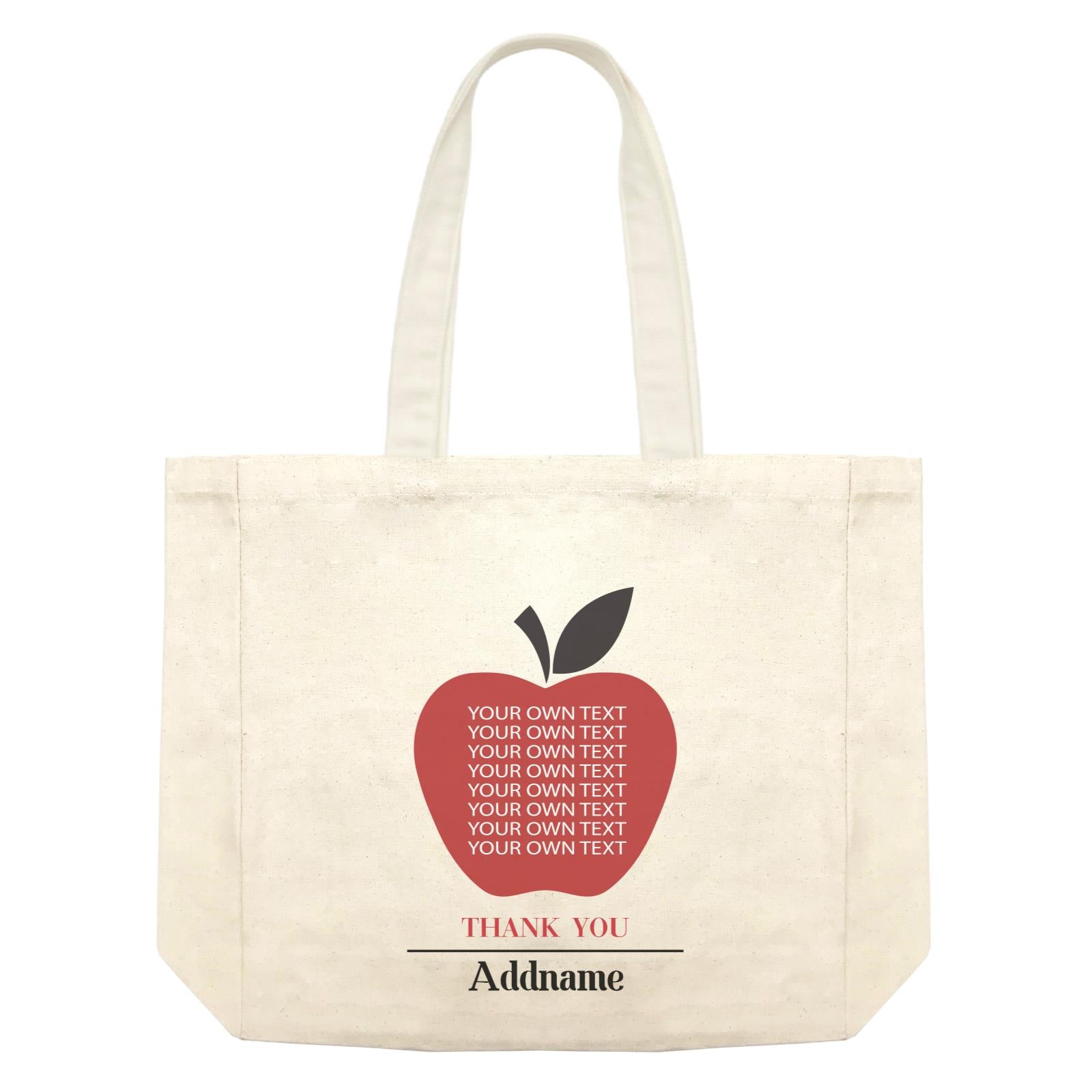 Teacher Addname Big Red Apple Thank You Addname & Add Text Shopping Bag