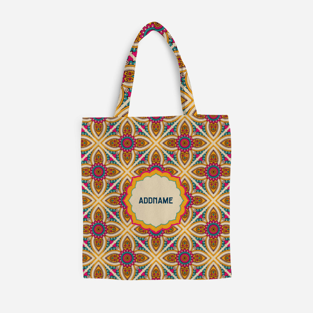 Pookal Series Full Print Canvas Bag - Vibrant Tiles