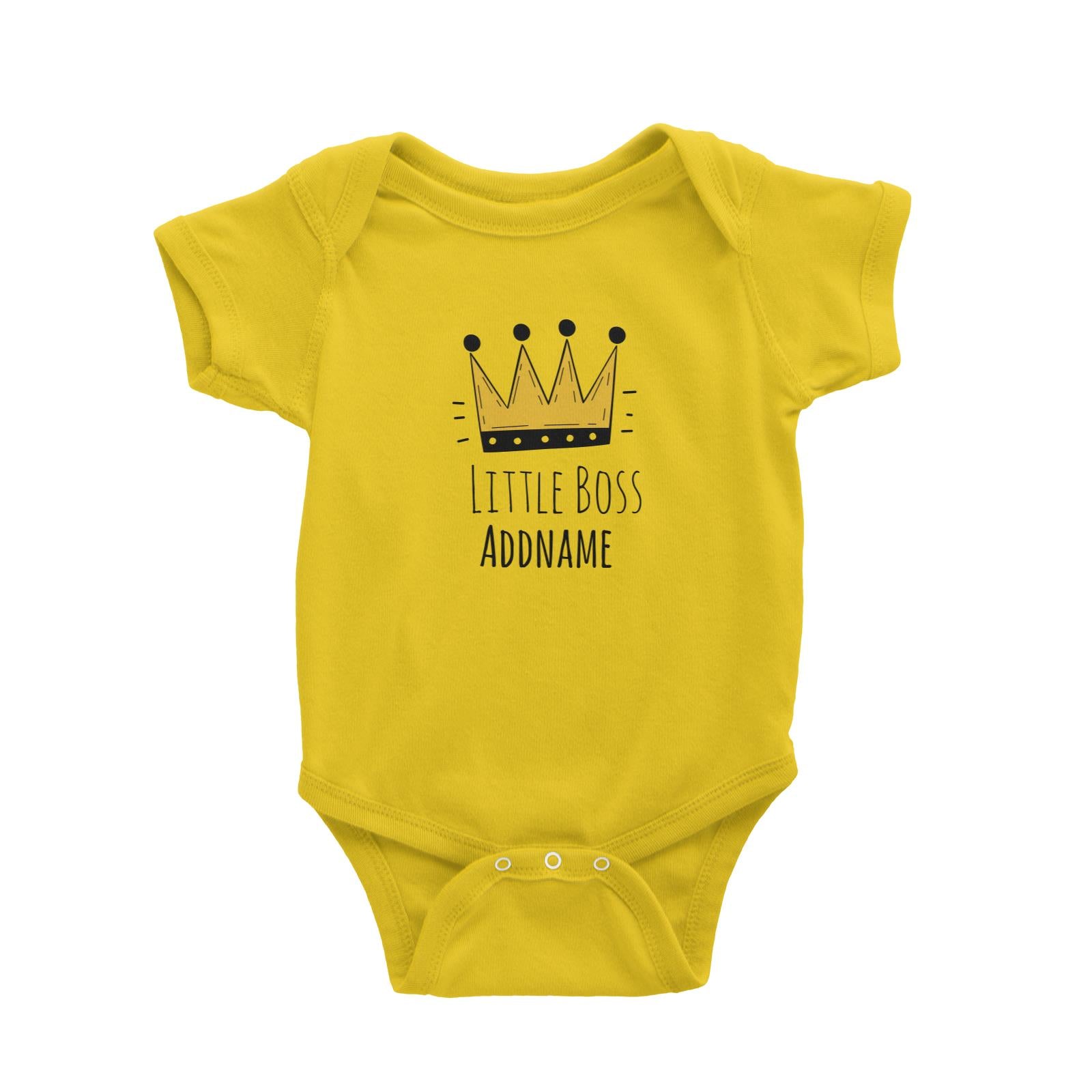 Drawn Crown Little Boss Addname Baby Romper Colour