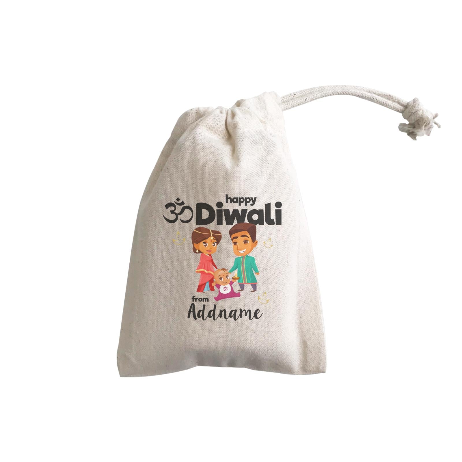 Cute Family Of Three OM Happy Diwali From Addname GP Gift Pouch