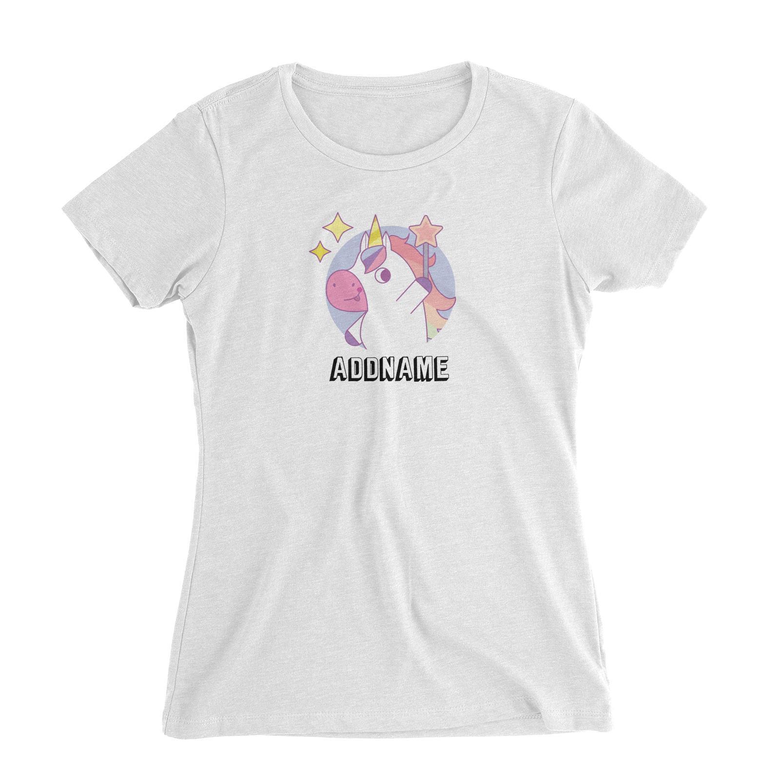 Birthday Unicorn Girl With Magic Wand Addname Women's Slim Fit T-Shirt