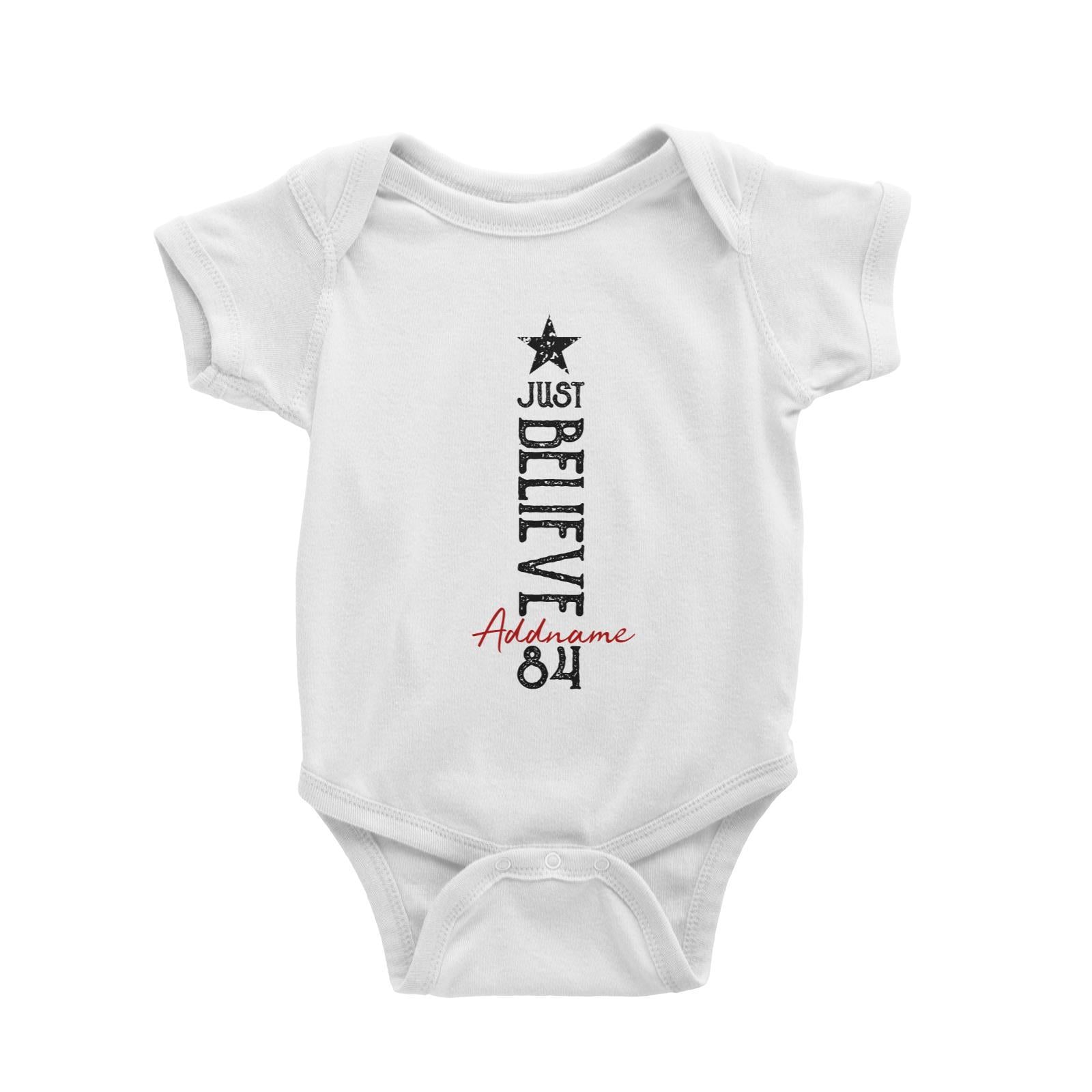 Just Believe Personalizable with Name and Number Baby Romper