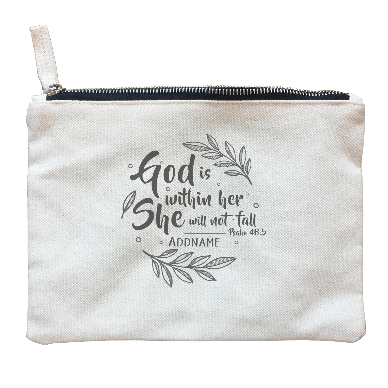 Christian For Her God is WIthin Her She Will Not Fall Psalm 46.5 Addname Zipper Pouch