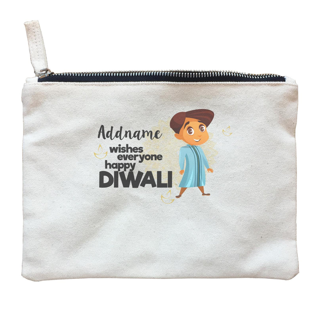 Cute Boy Wishes Everyone Happy Diwali Addname Zipper Pouch
