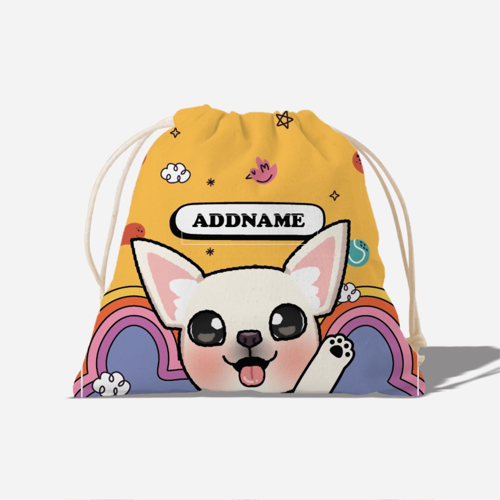 Paw Print Series Full Print Satchel - White Chihuahua