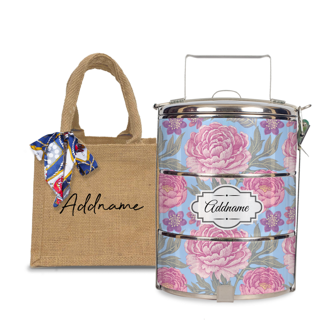 Peony Flower Tiffin Carrier