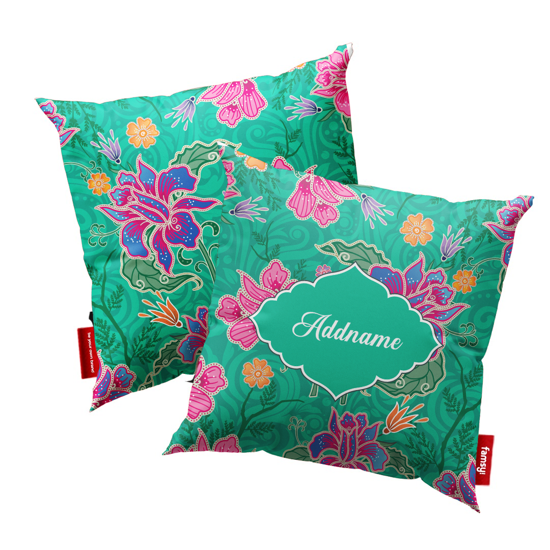 Modern Mahsuri Series - Legend Green Full Print Cushion Cover with Inner Cushion