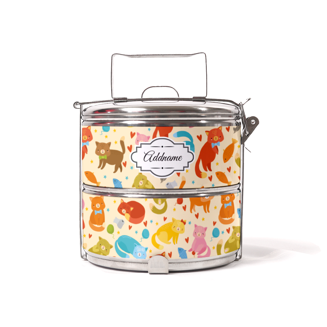 Colorful Cats Two Tier Tiffin Carrier