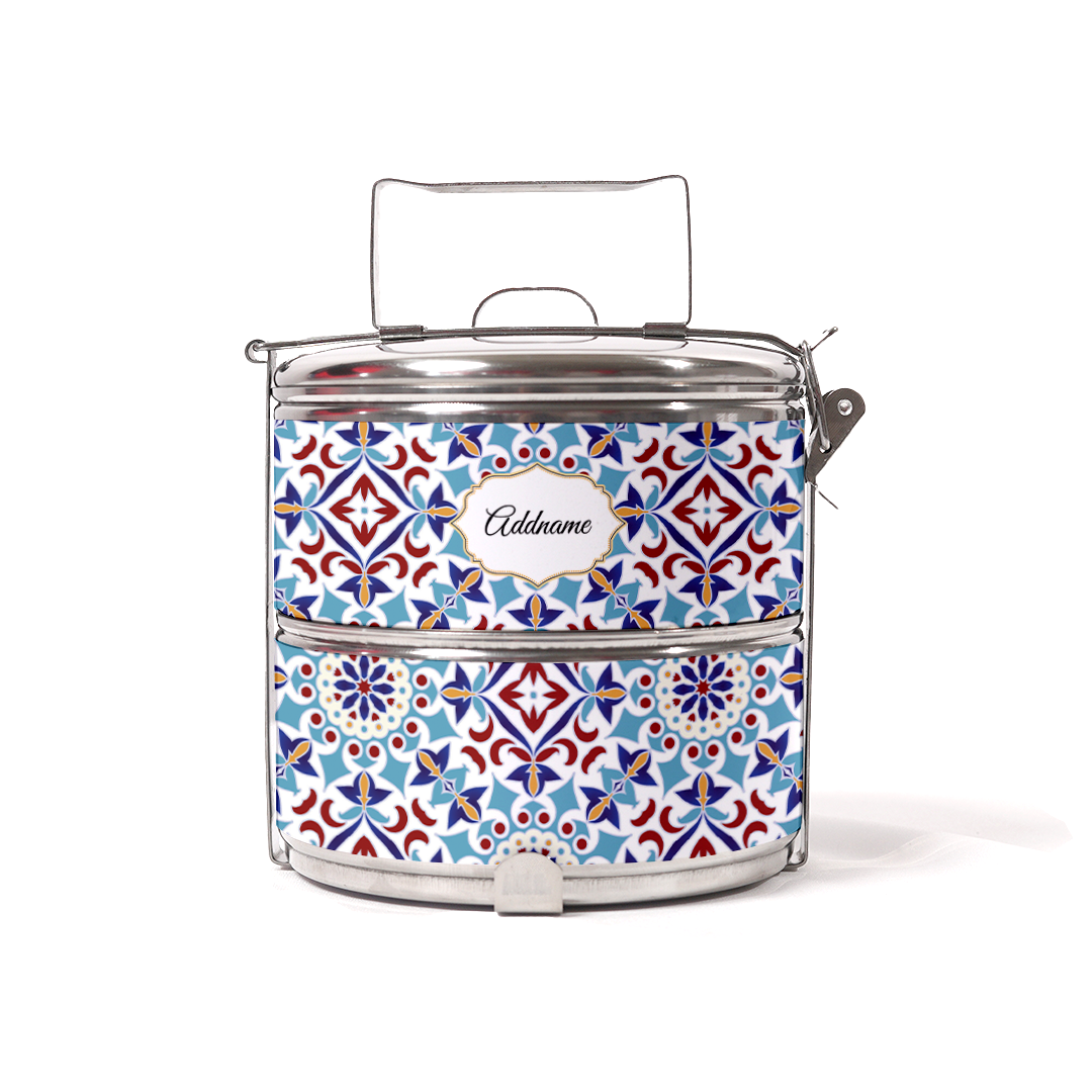 Moroccan Series - Arabesque Agean Blue - Two-Tier Tiffin Carrier