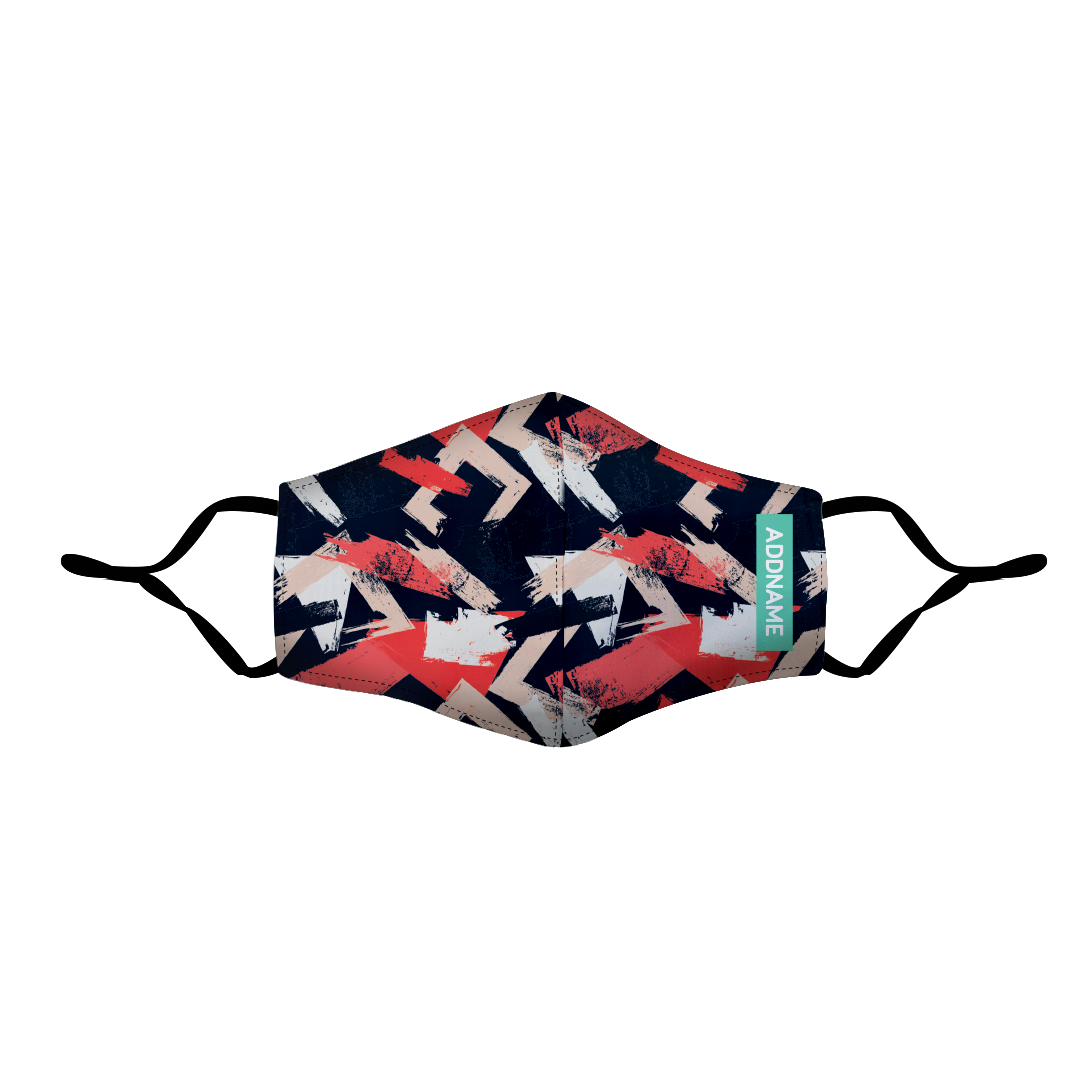 Red Tones Paint Strokes Fitted Fabric Mask