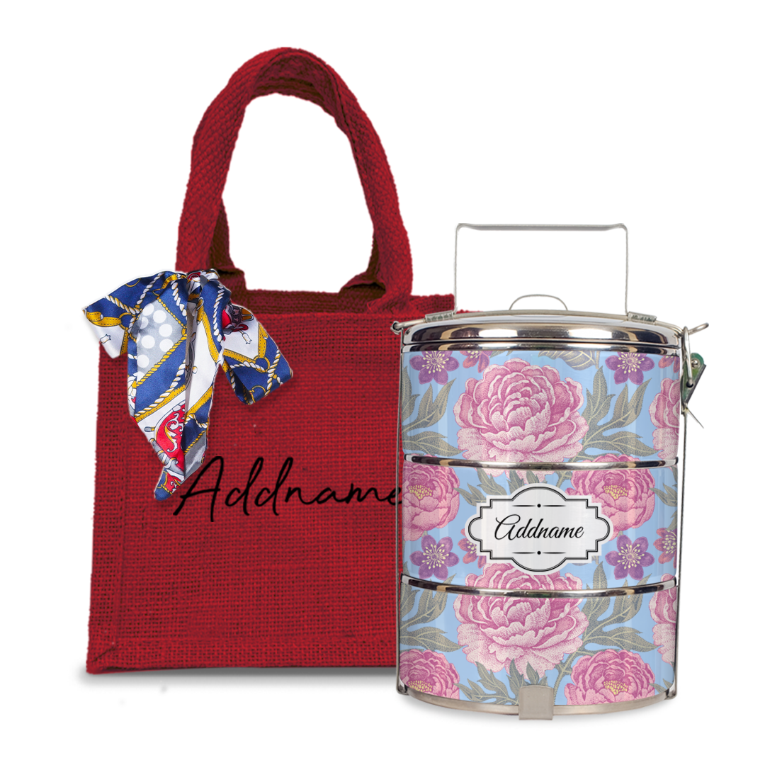 Peony Flower Tiffin Carrier