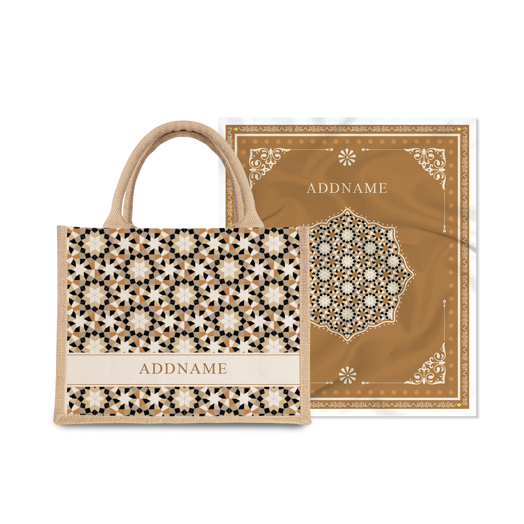 Ornamental Series - Sand Prayer Mat with Natural Half Lining Small Canvas Bag