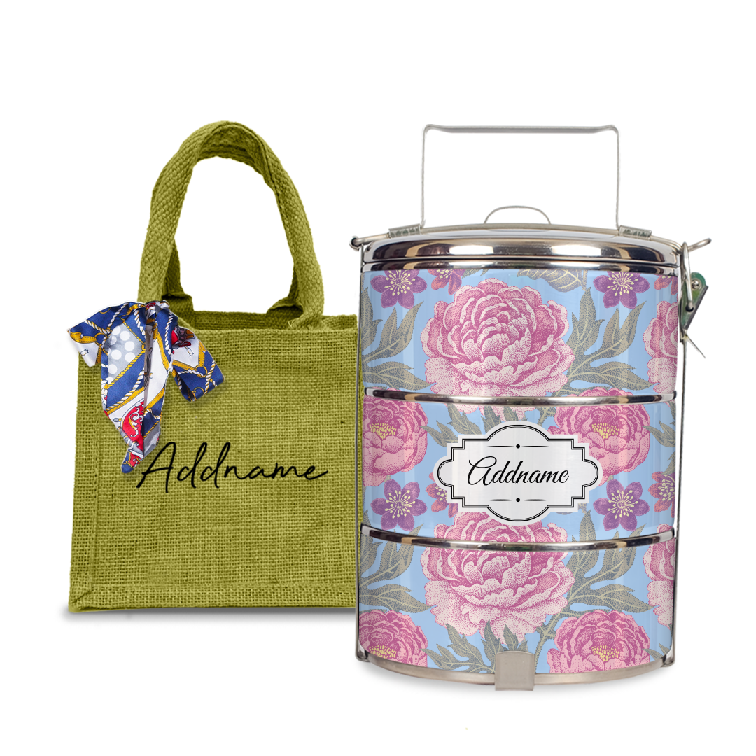 Peony Flower Tiffin Carrier