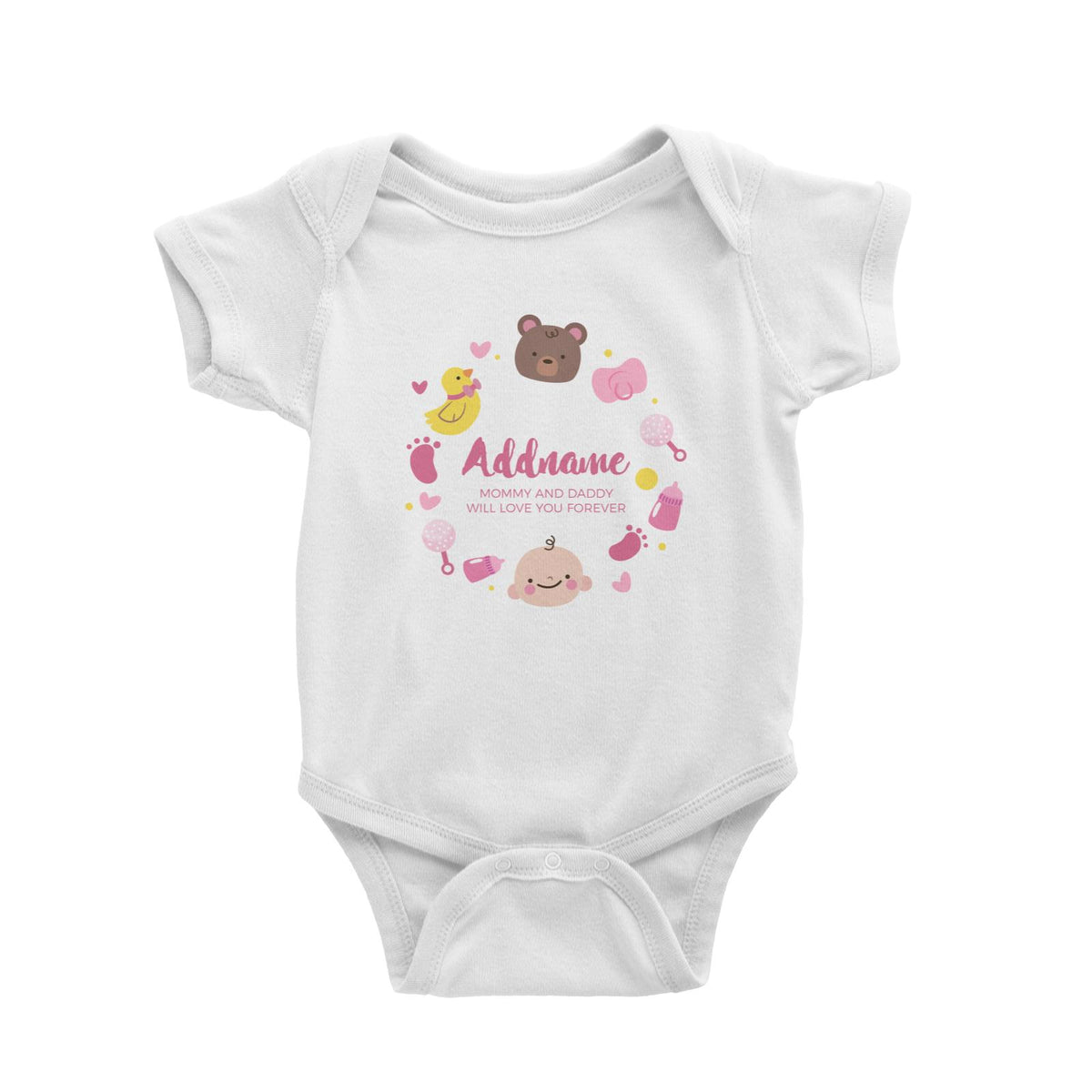 Cute Baby Girl Elements Personalizable with Name and Text Baby Romper