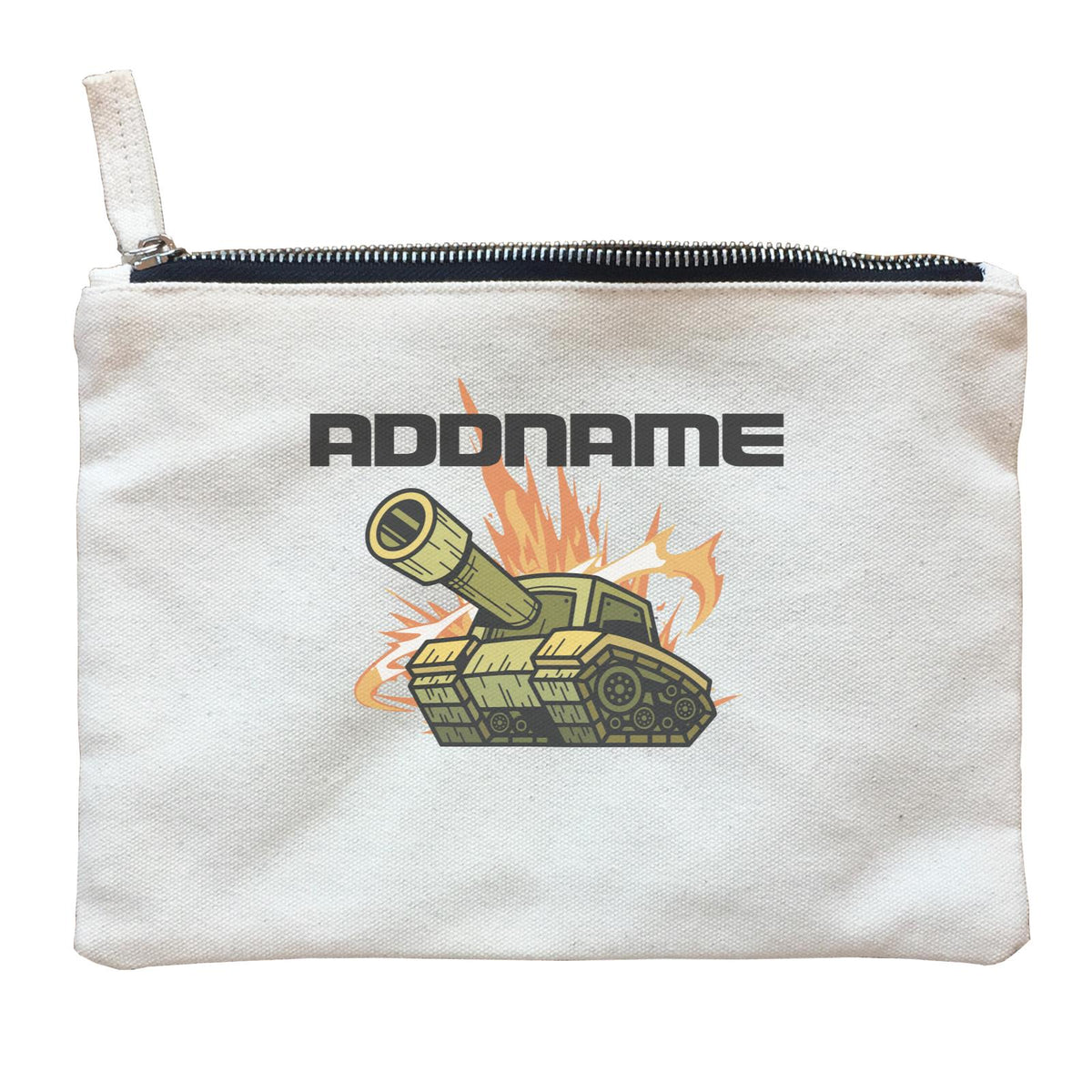 Birthday Battle Theme Tank Addname Zipper Pouch