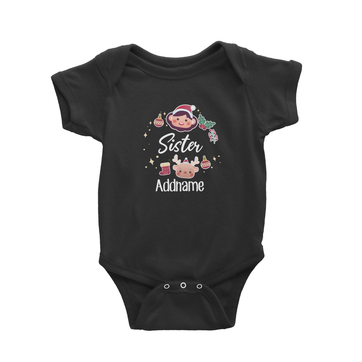 Christmas Cute Wreath Sister Baby Romper