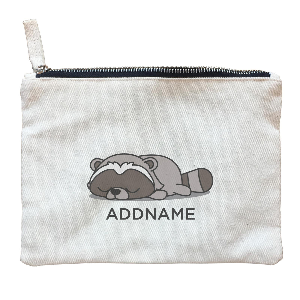 Lazy Raccoon Addname Zipper Pouch