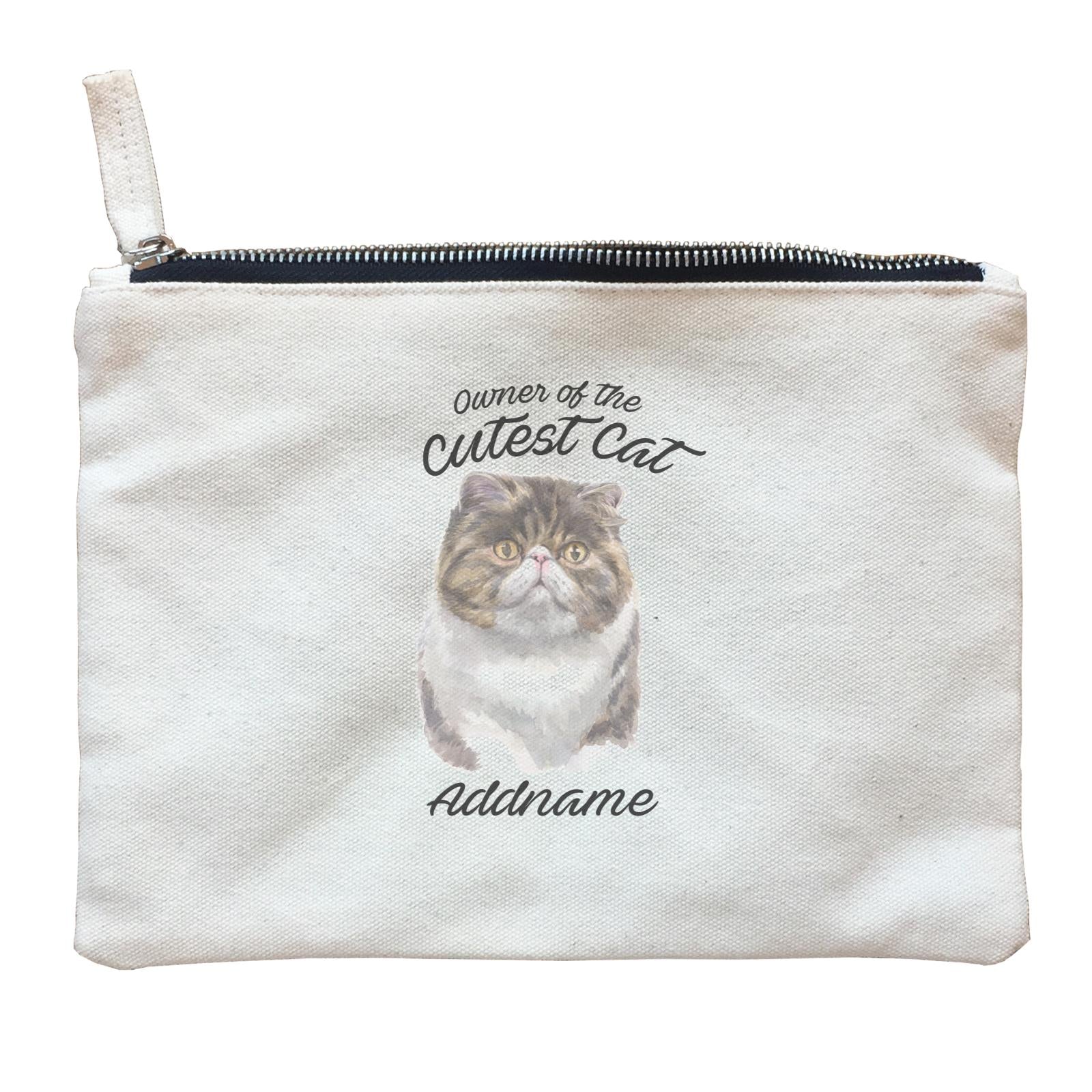 Watercolor Owner Of The Cutest Cat Exotic Shorthair Addname Zipper Pouch