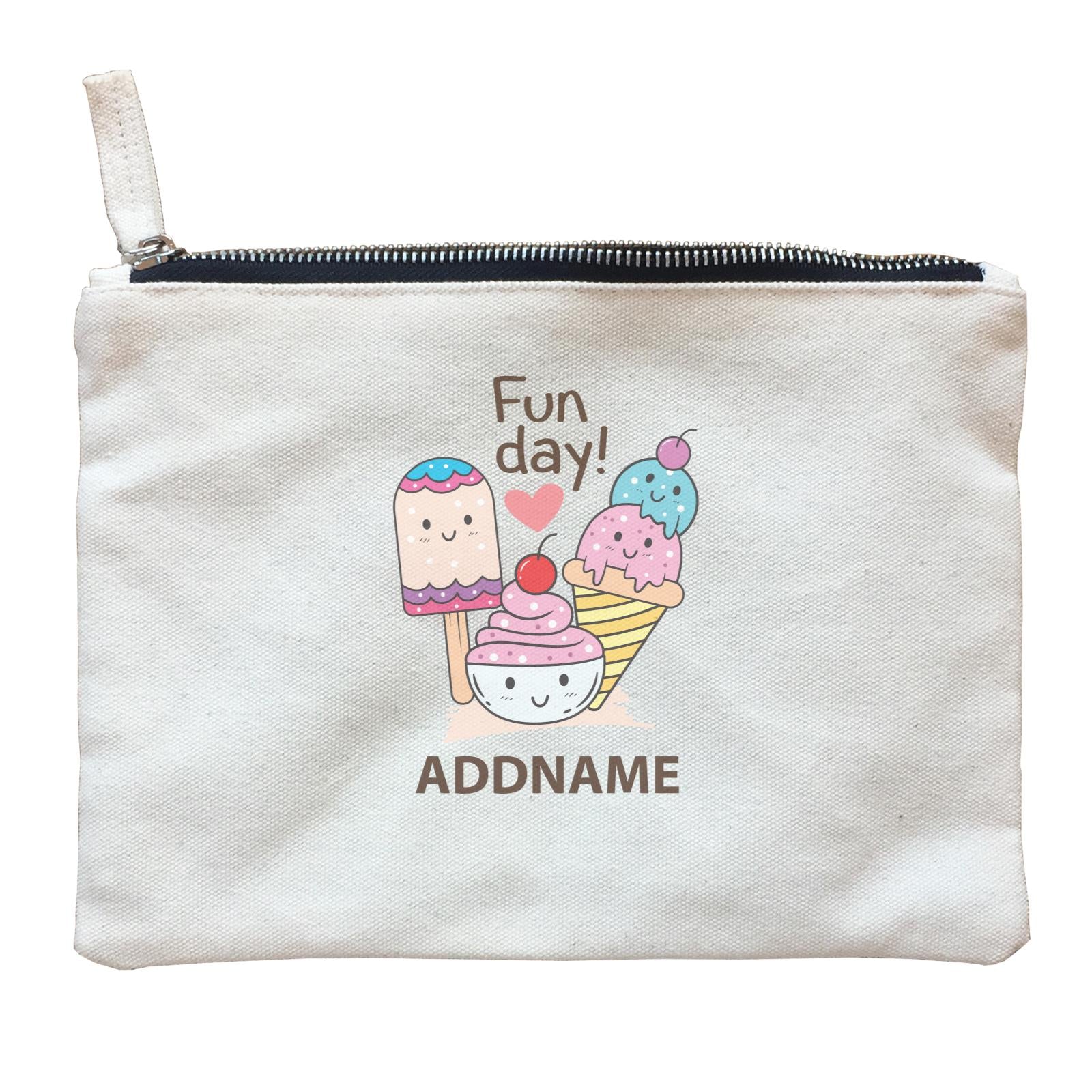 Cool Cute Foods Fun Day Ice Cream Addname Zipper Pouch