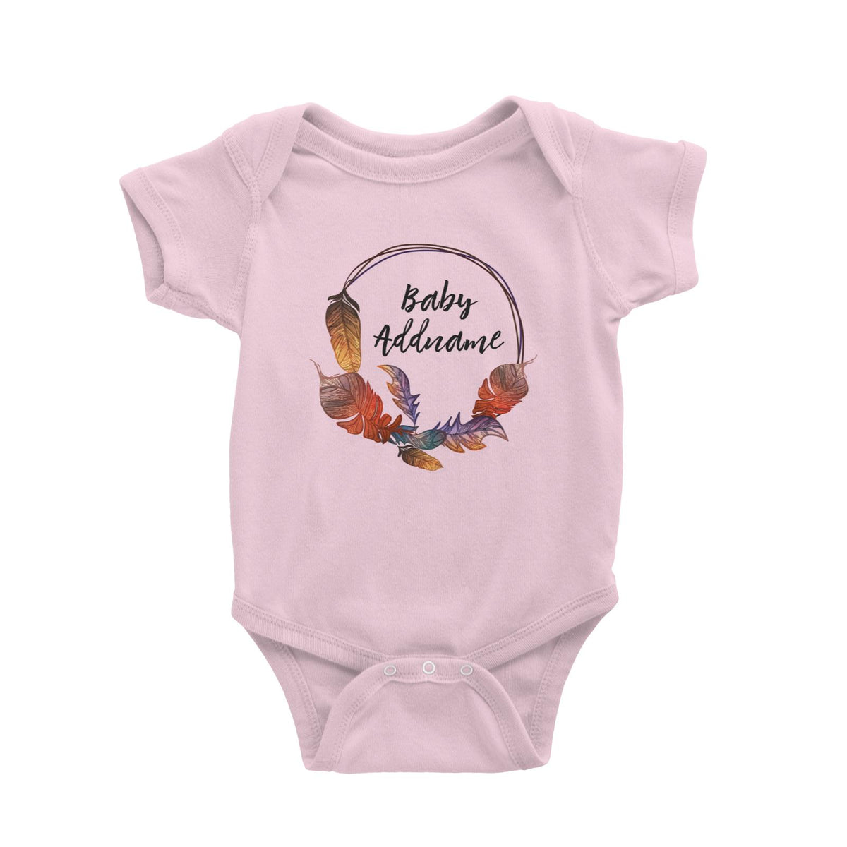 Colourful Feathers with Baby Personalizable Addname Baby Romper