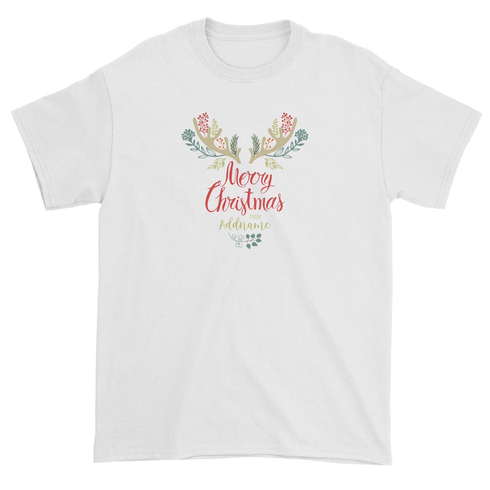 Christmas Reindeer Icon With Merry Christmas Addname Unisex T-Shirt
