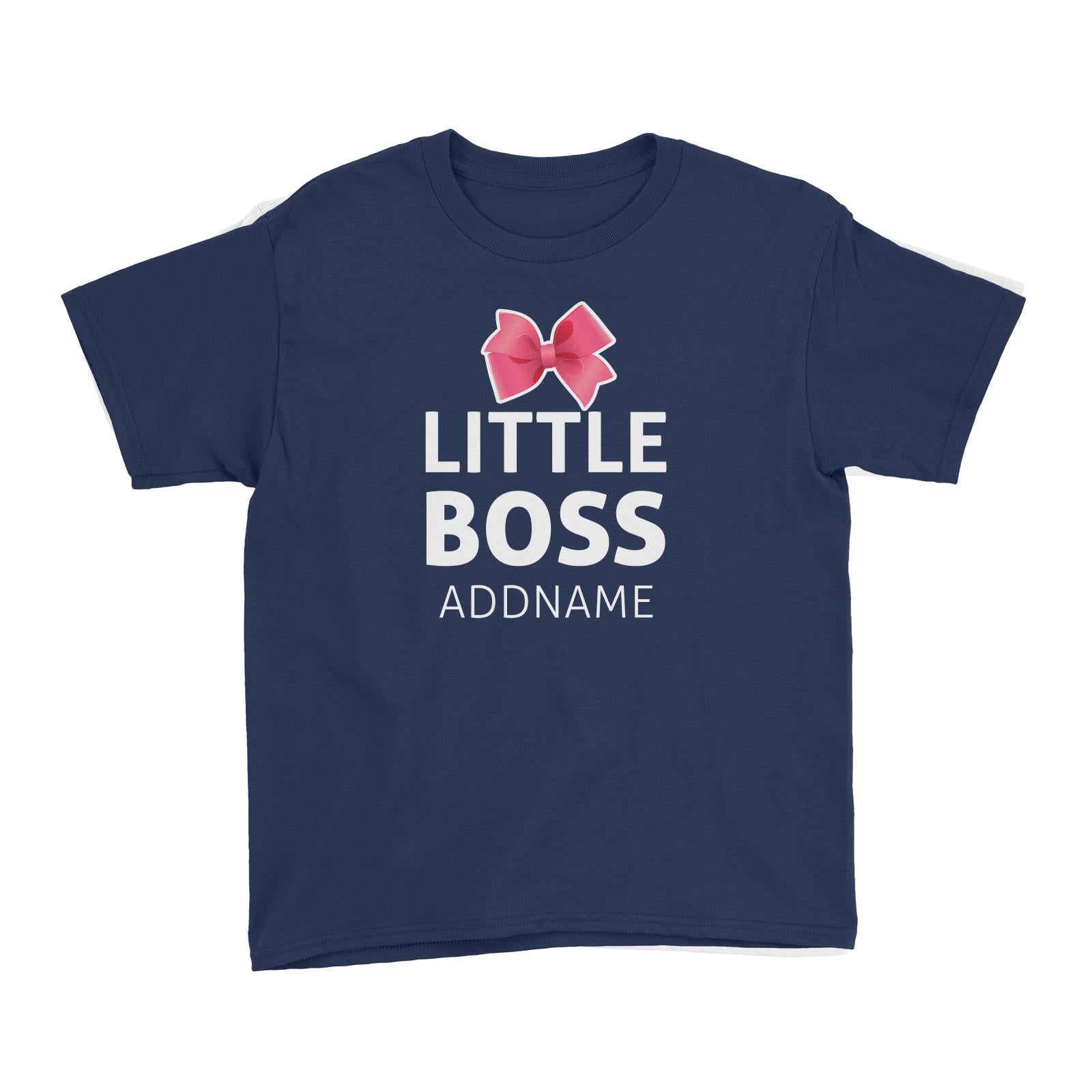 Little Boss With Pink Ribbon Kid's T-Shirt