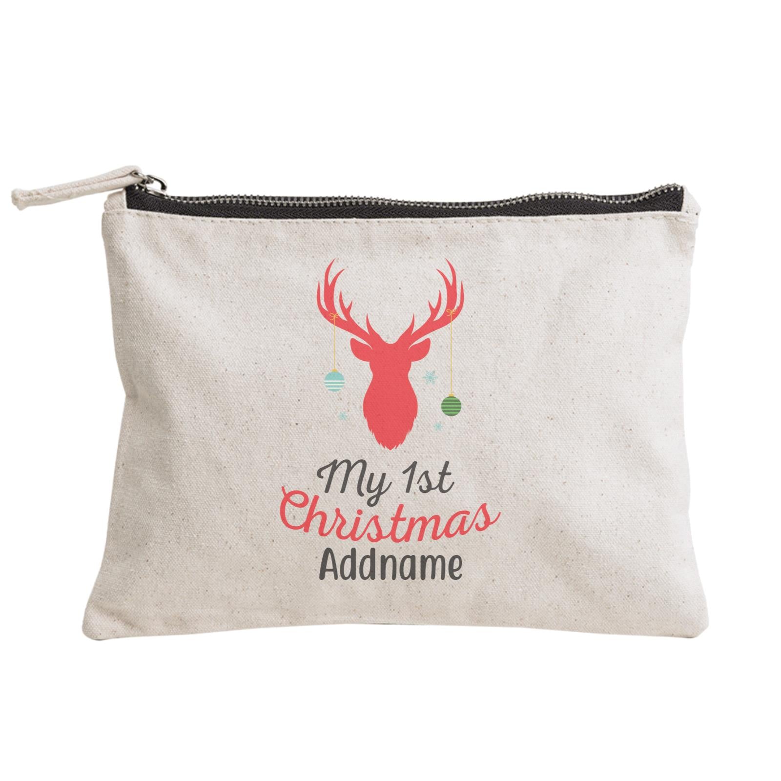 Christmas Series My First Christmas Silhouette Reindeer with Baubbles Zipper Pouch