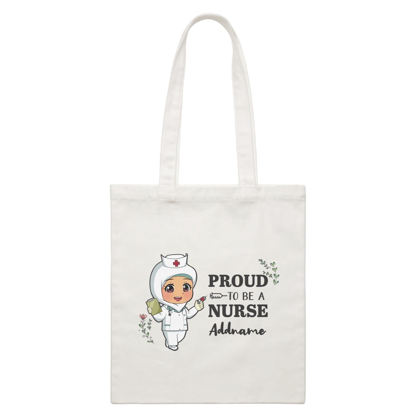 Proud To Be A Nurse Chibi Female Malay White Canvas Bag