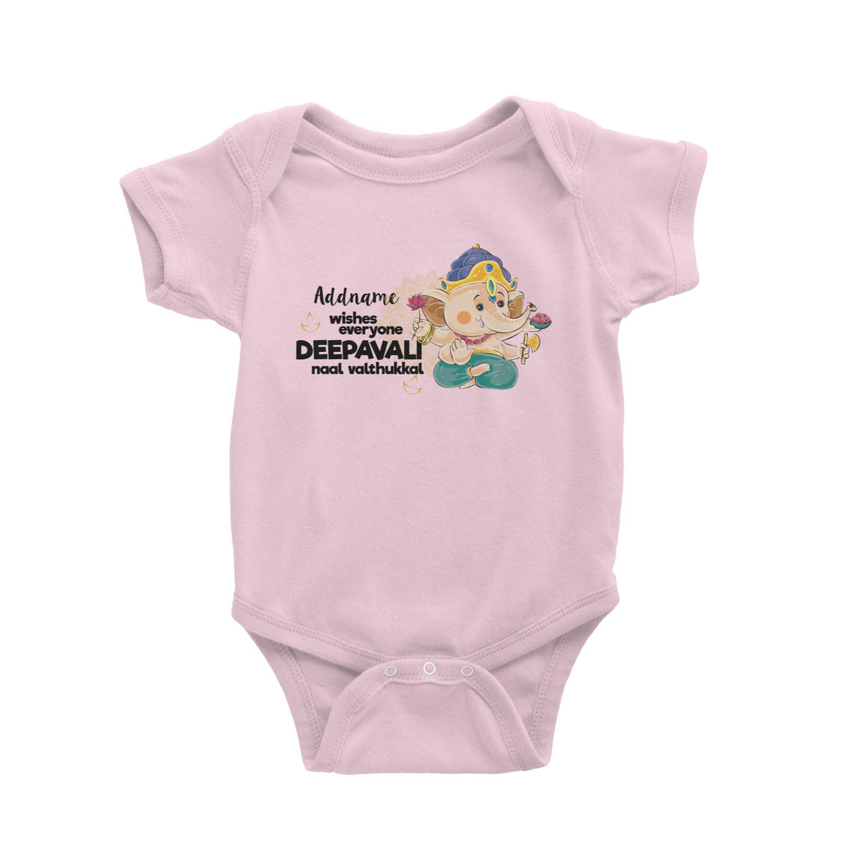 Cute Ganesha Addname Wishes Everyone Deepavali Baby Romper