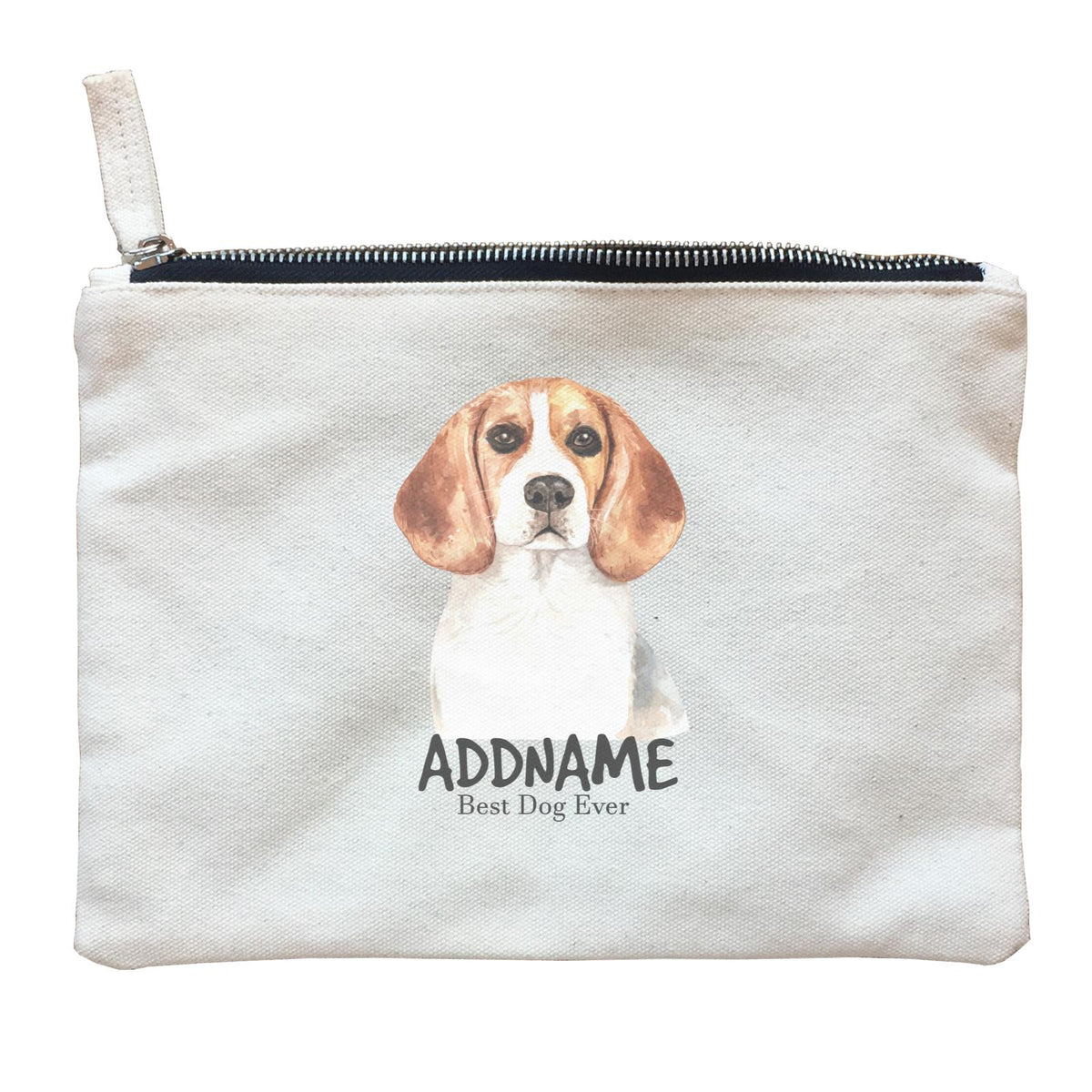 Watercolor Dog Beagle Dog Best Dog Ever Addname Zipper Pouch