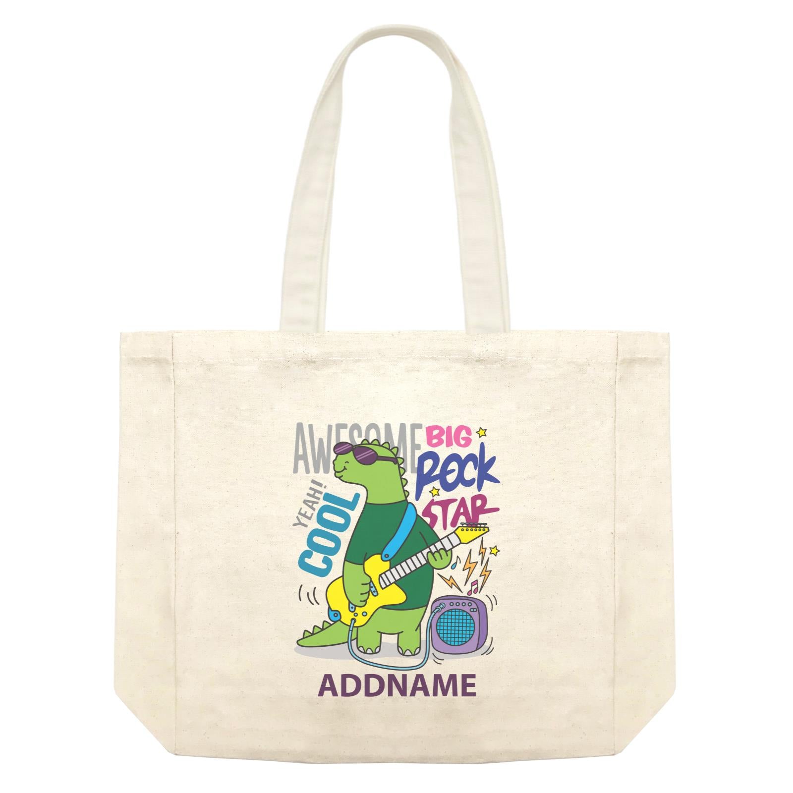 Cool Cute Dinosaur Awesome Big Rock Star Addname Shopping Bag
