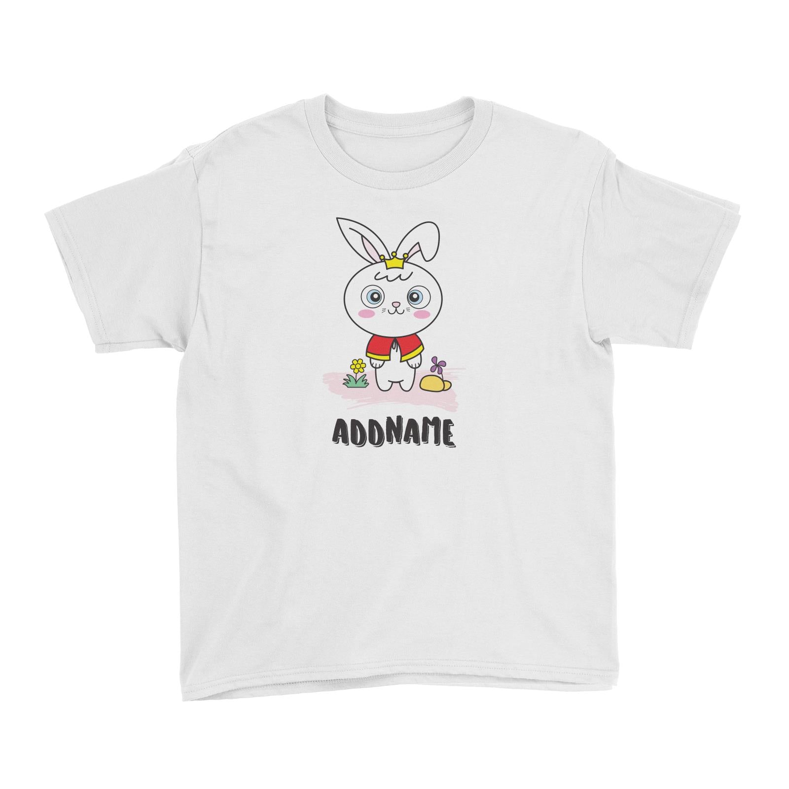 Cool Cute Animals Rabbit Rabbit With Crown Addname Kid's T-Shirts