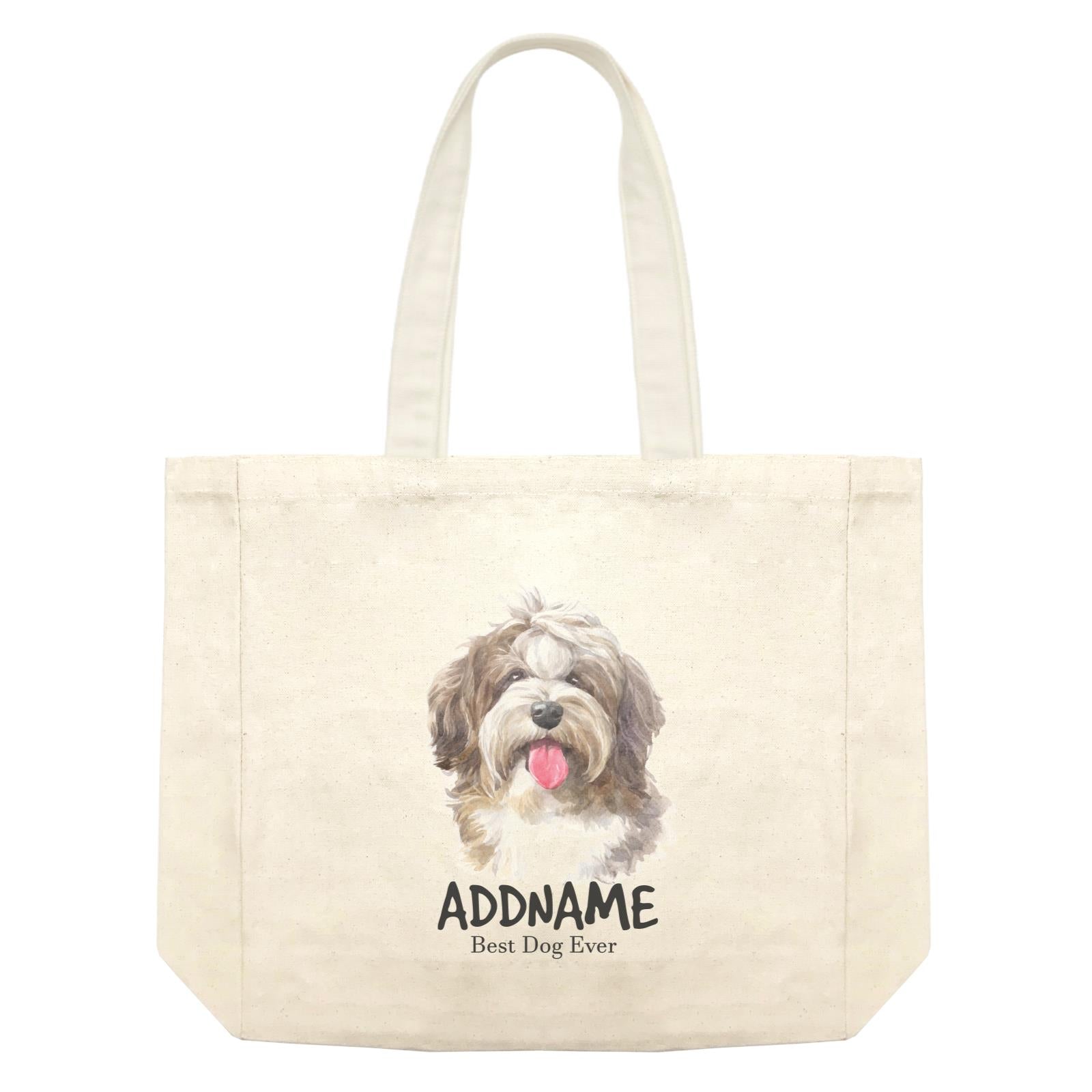 Watercolor Dog Shaggy Havanese Best Dog Ever Addname Shopping Bag