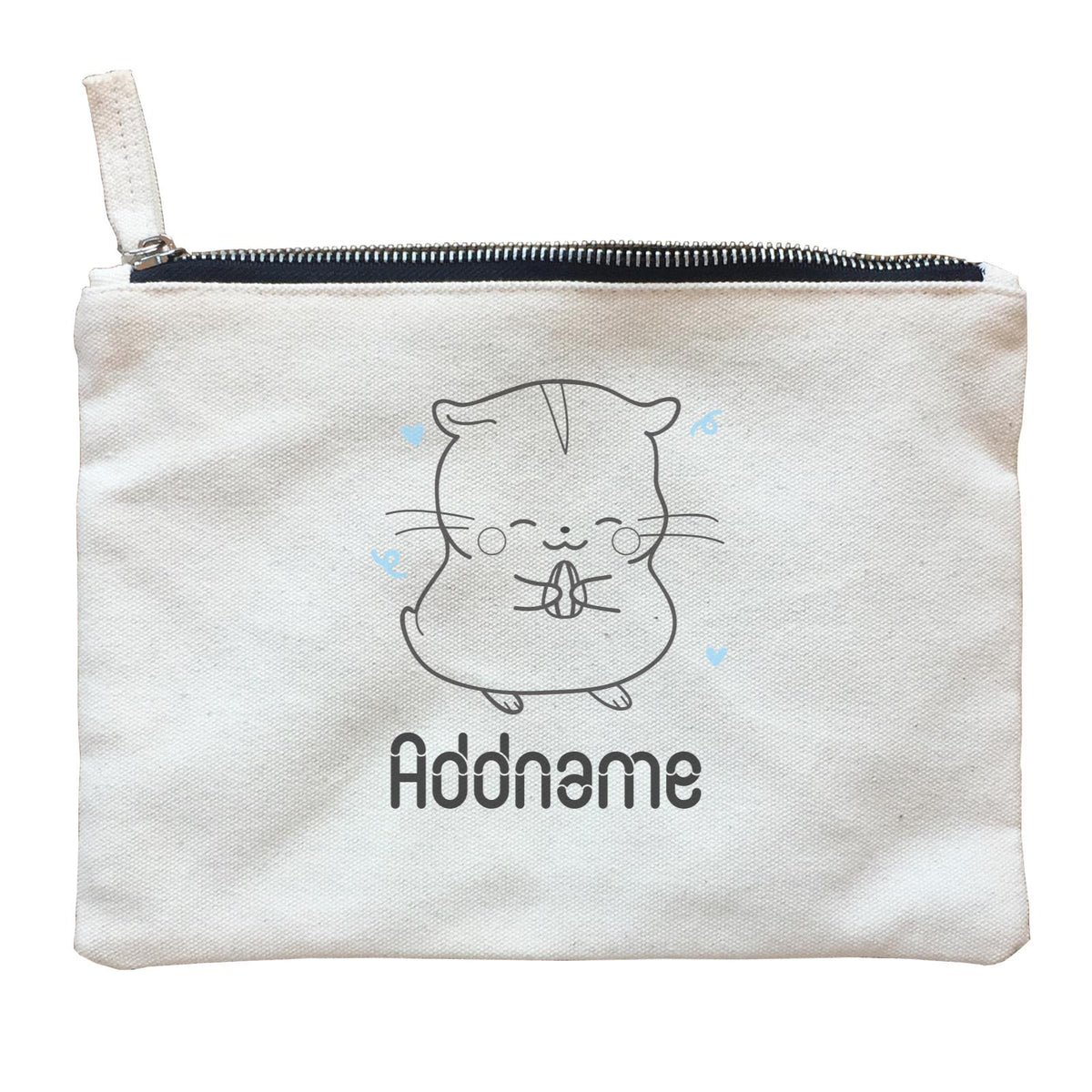 Coloring Outline Cute Hand Drawn Animals Farm Hamster Addname Zipper Pouch