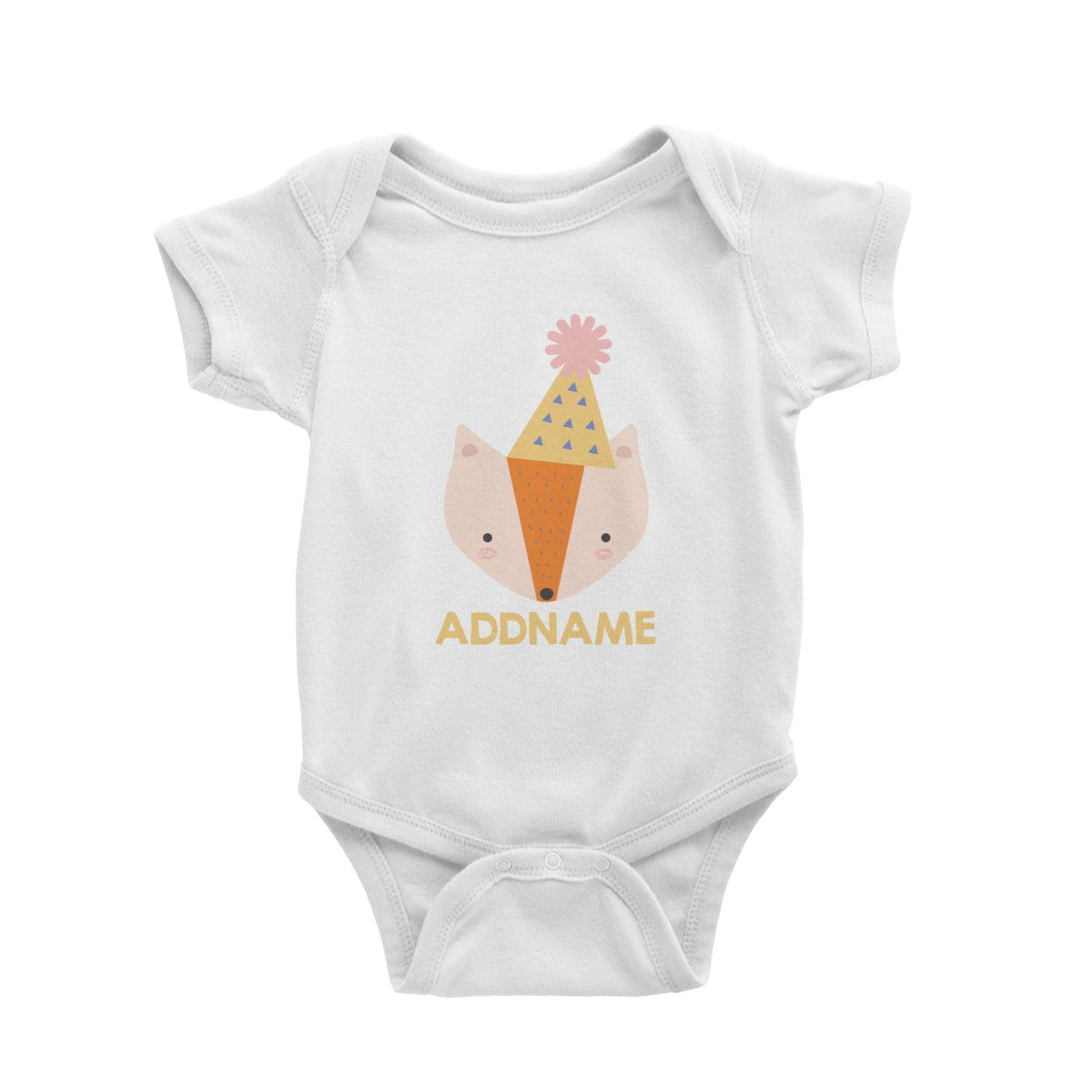 Cute Fox with Party Hat Birthday Theme Baby Romper