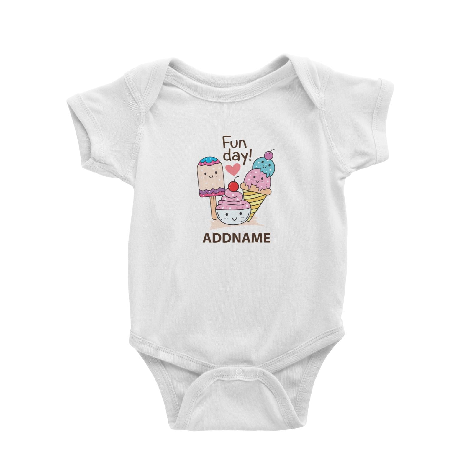 Cool Cute Foods Fun Day Ice Cream Addname Baby Romper