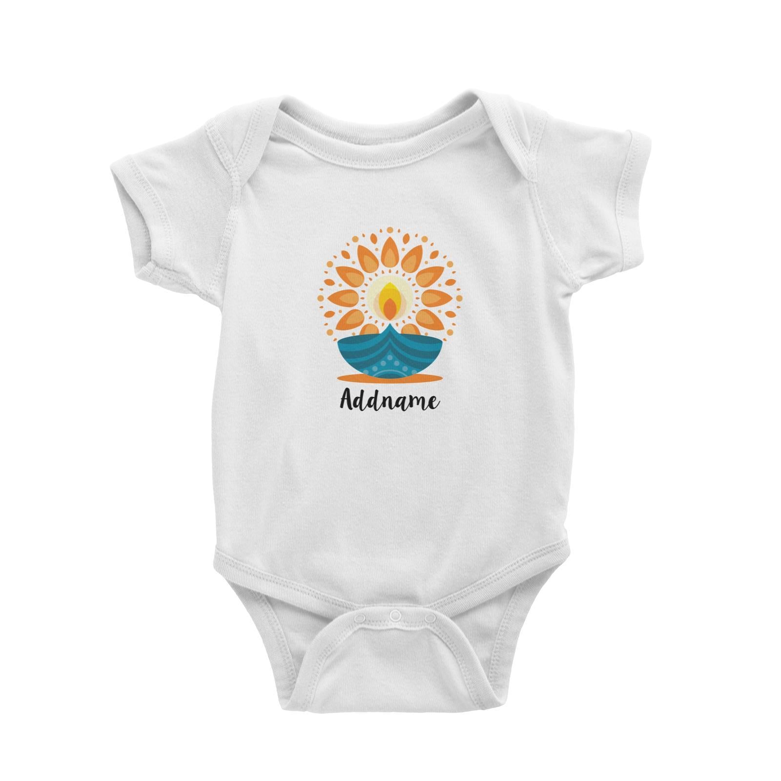 Deepavali Cute Diyas Mandala Addname Baby Romper