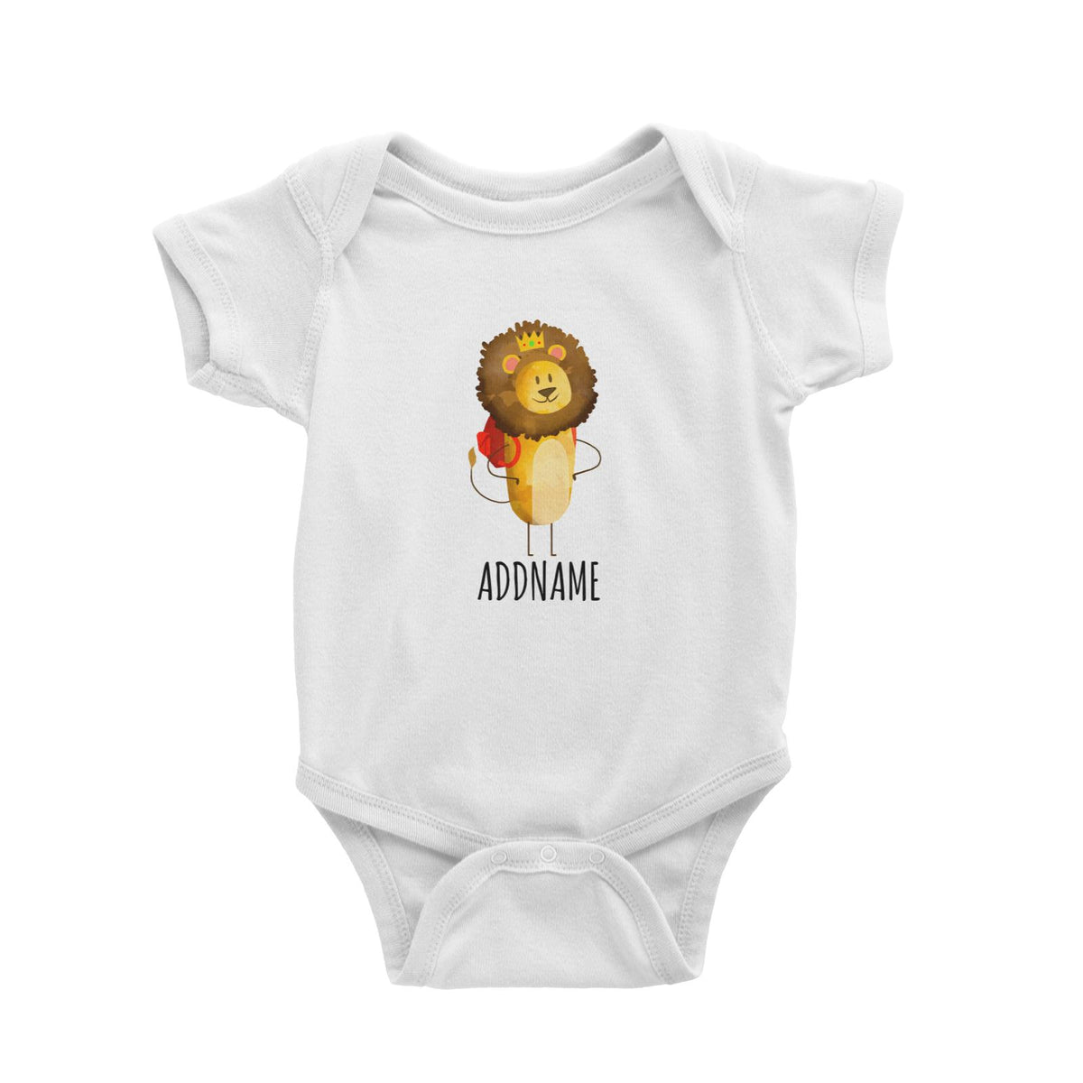 Watercolour Lion White White Baby Romper