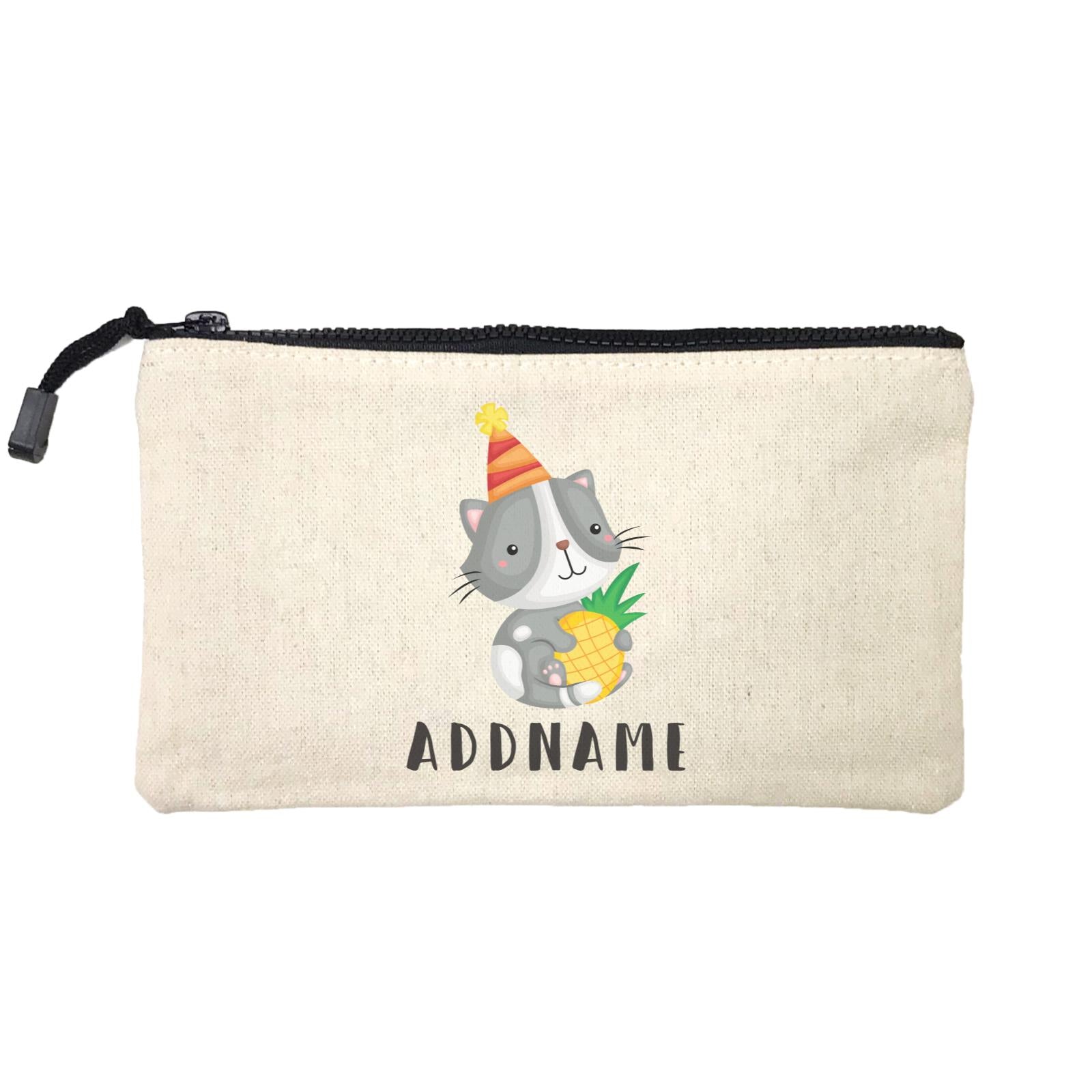 Birthday Hawaii Cute Cat Hugging Pineapple Addname Mini Accessories Stationery Pouch