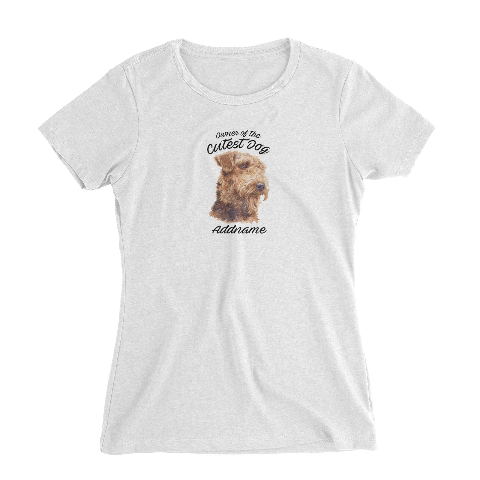 Watercolor Dog Owner Of The Cutest Dog Airedale Terrier Addname Women's Slim Fit T-Shirt