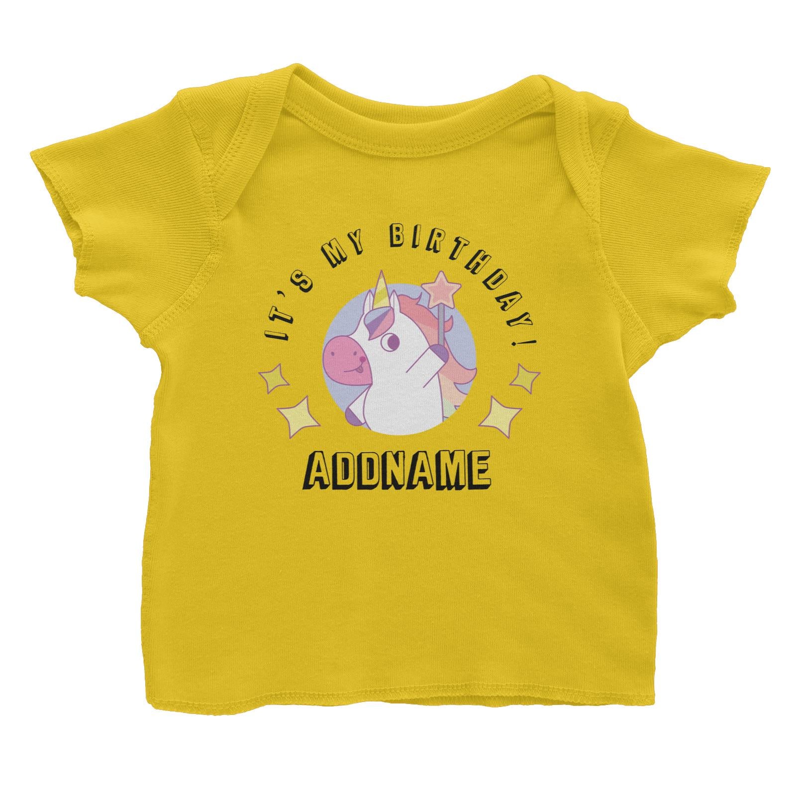 Birthday Unicorn Girl With Magic Wand It's My Birthday Addname Baby T-Shirt