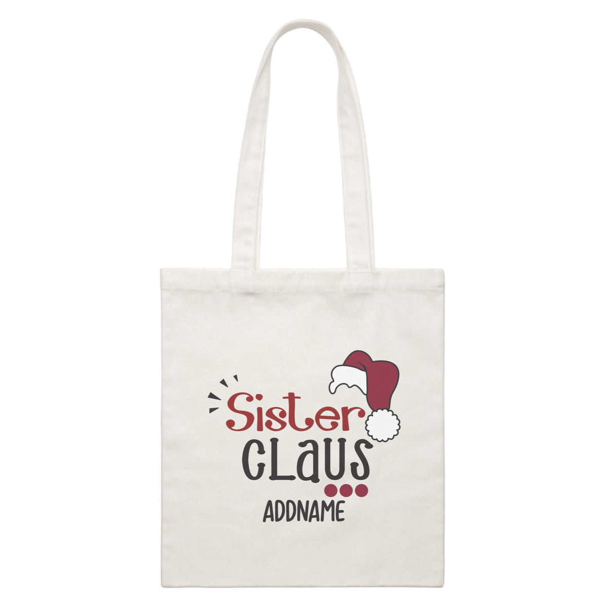 Xmas Sister Claus with Santa Hat Canvas Bag