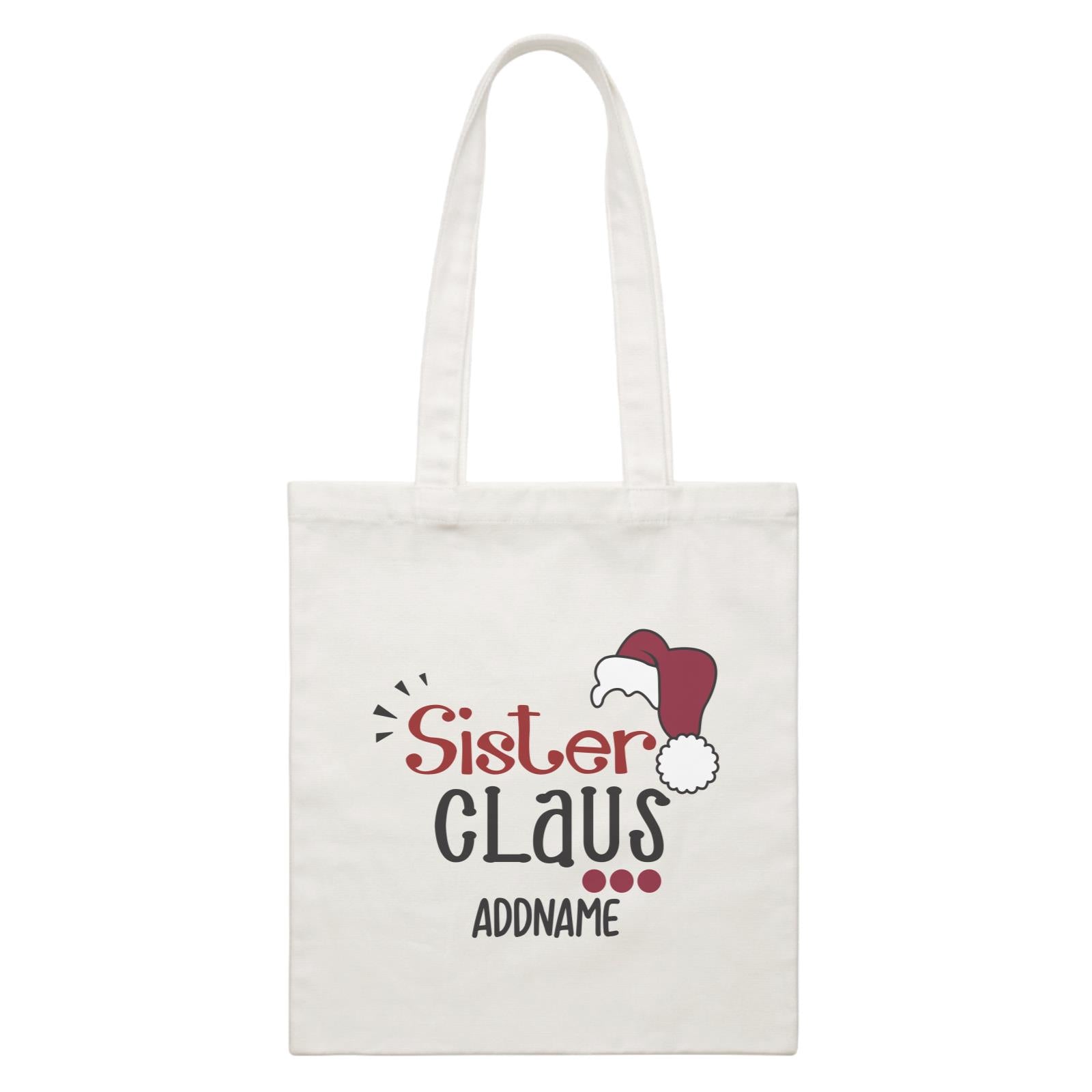 Xmas Sister Claus with Santa Hat Canvas Bag