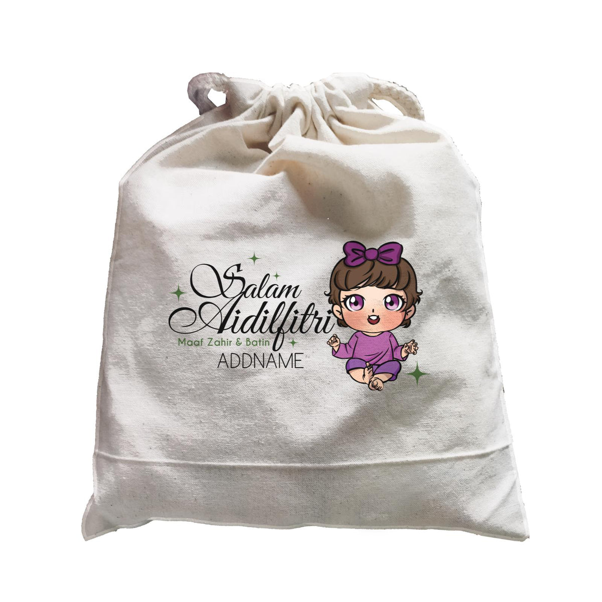 Raya Chibi Wishes Baby Girl Addname Wishes Everyone Salam Aidilfitri Maaf Zahir &amp; Batin Accessories Satchel