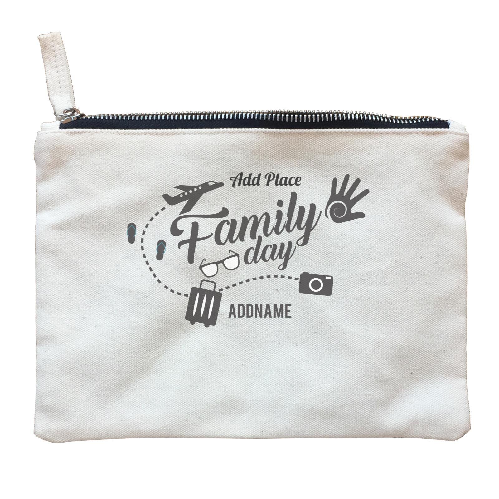 Family Day Flight Vacation Icon Family Day Addname And Add Place Zipper Pouch