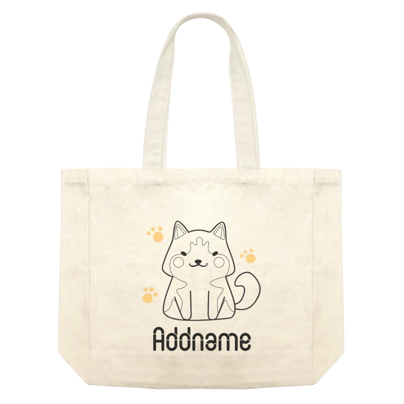Coloring Outline Cute Hand Drawn Animals Dogs Husky Addnam Shopping Bag