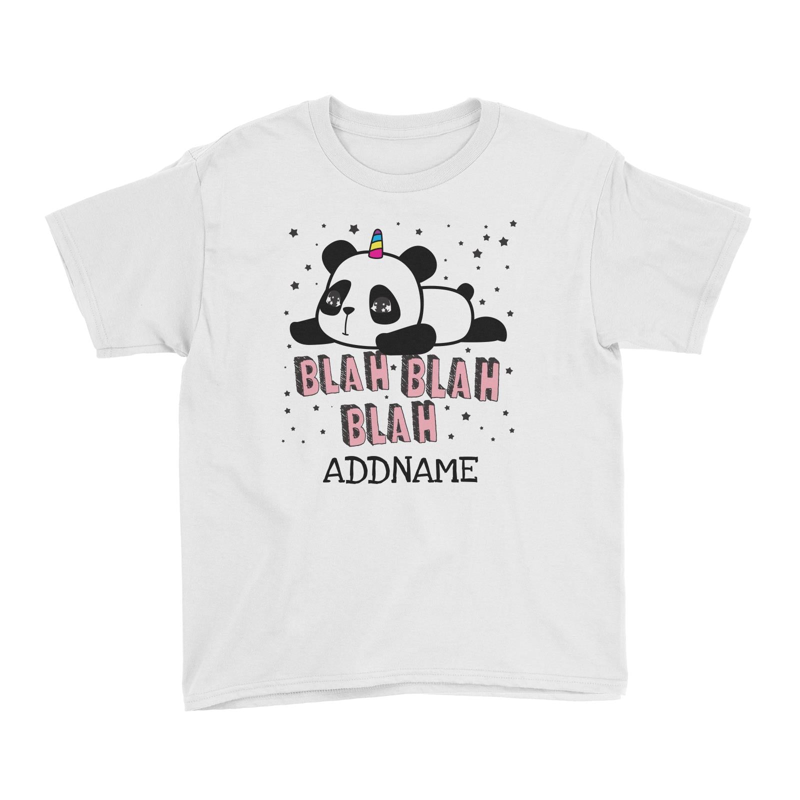 Unicorn Panda Blah Blah Blah Addname White Kid's T-Shirt
